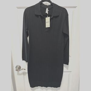 Organic Cotton Pact Black Knit Midi Dress Small New Tags